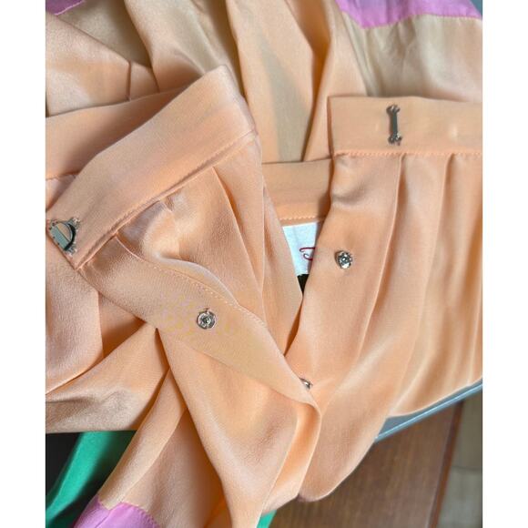 Oscar de la Renta Miss O 1970 Vintage 100% Silk Skirt Size 8 Block Color - Picture 8 of 8